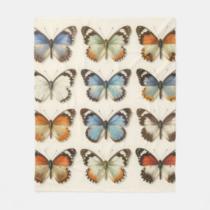 Vintage Butterfly Specimen Collection Fleece Blanket