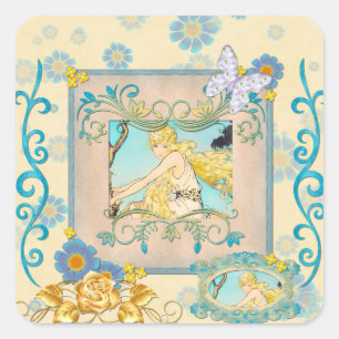 Vintage Butterfly Square Sticker