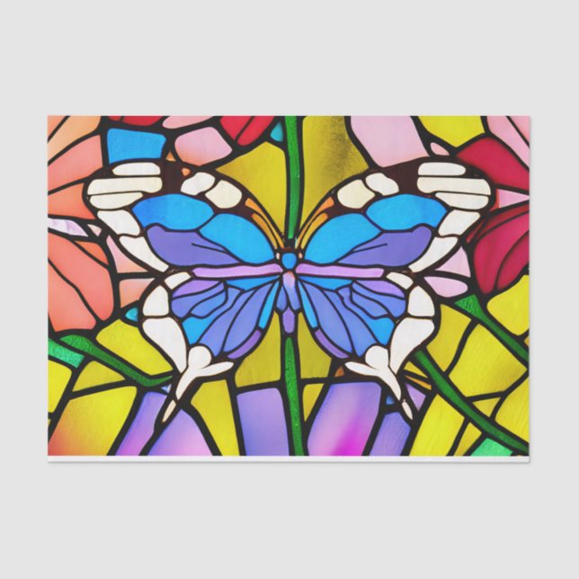 Vintage Butterfly Stained Glass Decoupage Tissue Paper (Front)