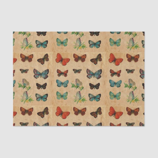 Vintage Butterfly Stained Paper Decoupage Crafting (Front)