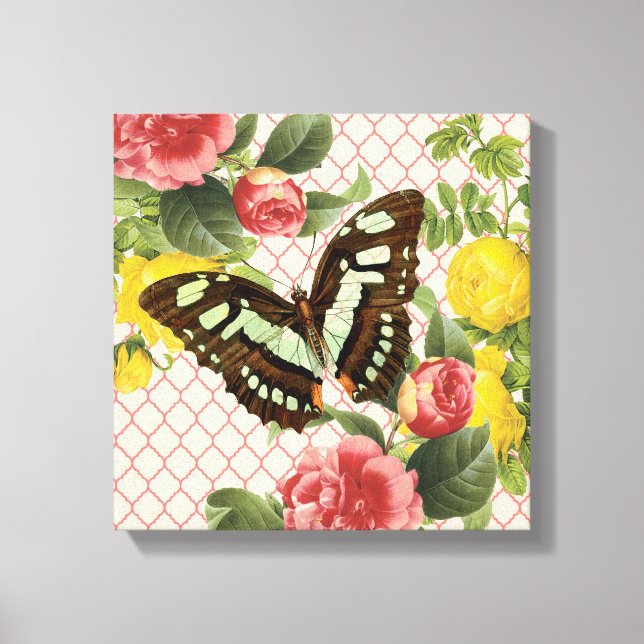 Vintage Butterfly stretched canvas Print (Front)