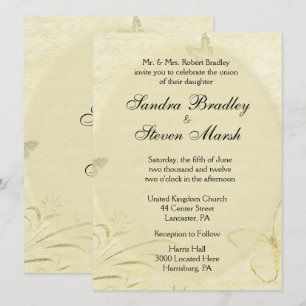 Vintage Butterfly Wedding Invitation