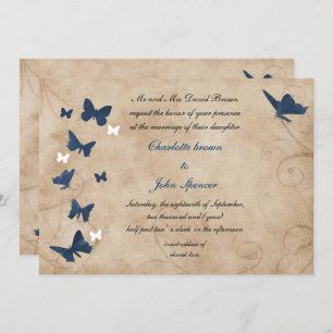 vintage butterfly wedding Invitations