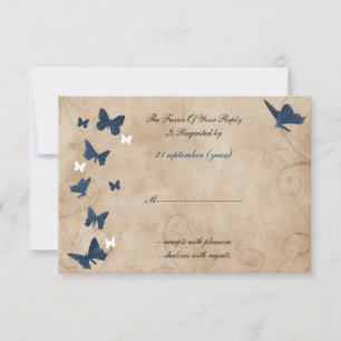 vintage butterfly wedding  rsvp Standard 3.5 x 5 Card