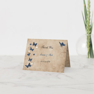 vintage butterfly wedding Thank You Card