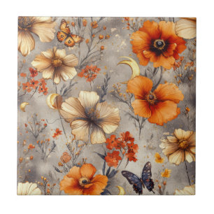 Vintage Butterfly Wildflower (12) Tile