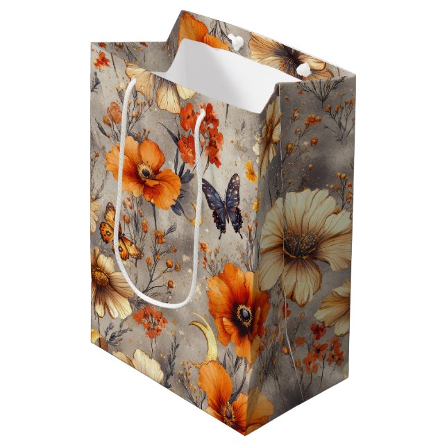 Vintage Butterfly Wildflower (1) Medium Gift Bag (Front Angled)