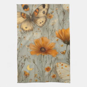 Vintage Butterfly Wildflower (1) Tea Towel
