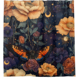Vintage Butterfly Wildflower (2) Shower Curtain