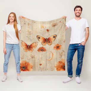 Vintage Butterfly Wildflower (3) Fleece Blanket