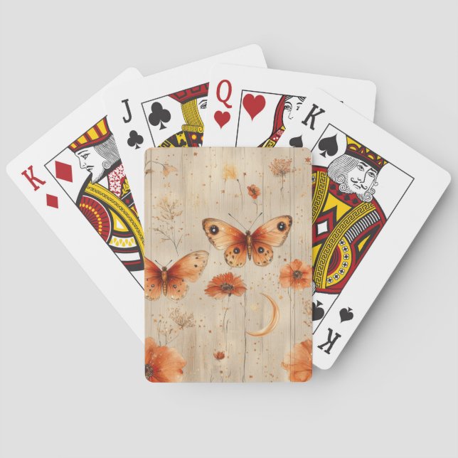 Vintage Butterfly Wildflower (3) Playing Cards (Back)