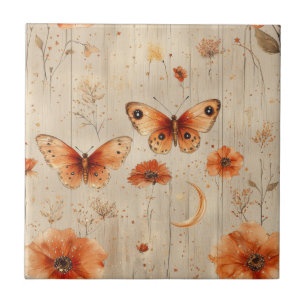 Vintage Butterfly Wildflower (3) Tile