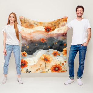 Vintage Butterfly Wildflower (4) Fleece Blanket
