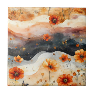 Vintage Butterfly Wildflower (4) Tile