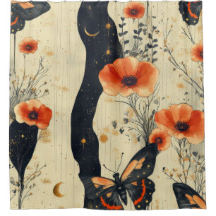 Vintage Butterfly Wildflower (6) Shower Curtain
