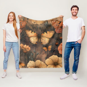 Vintage Butterfly Wildflower (8) Fleece Blanket