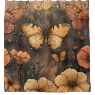 Vintage Butterfly Wildflower (8) Shower Curtain