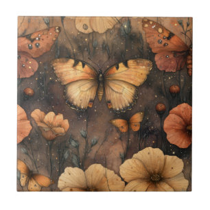 Vintage Butterfly Wildflower (8) Tile