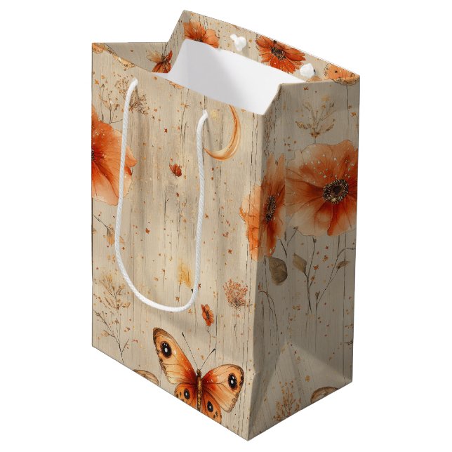 Vintage Butterfly Wildflower (9) Medium Gift Bag (Front Angled)