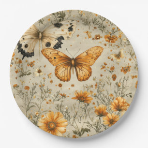 Vintage Butterfly Wildflower (9) Paper Plate
