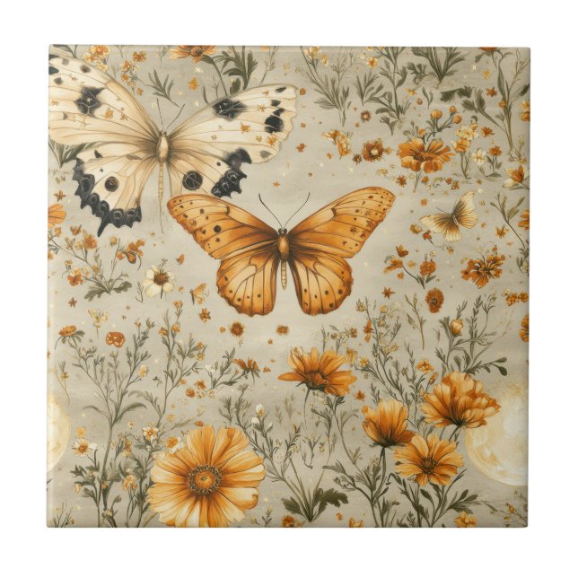 Vintage Butterfly Wildflower (9) Tile (Front)