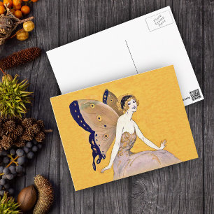 Vintage Butterfly Wings Fairy Fae Blonde Hair Postcard