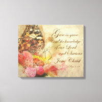 Vintage Butterfly with Grow in Grace Bible Verse