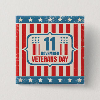 Vintage button for Veterans day with American flag