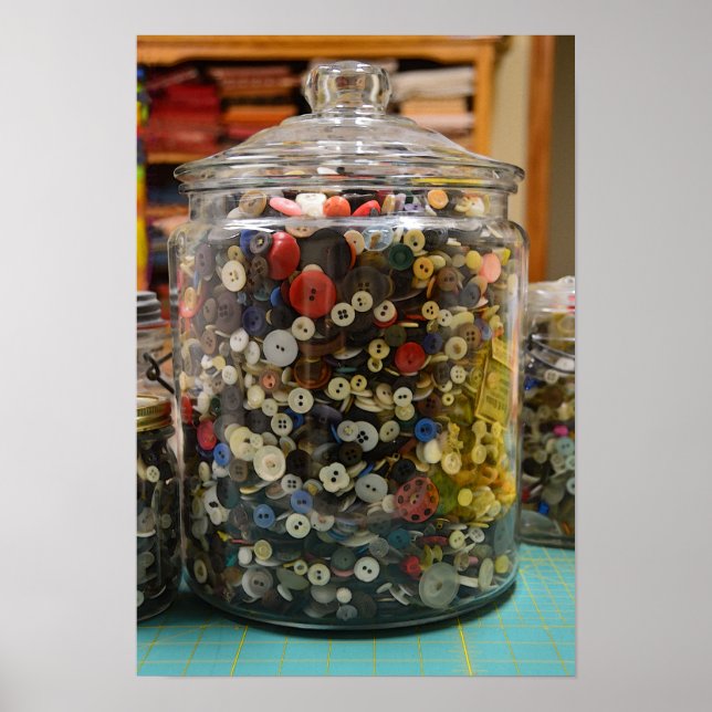 Vintage Buttons in a Jar Poster (Front)