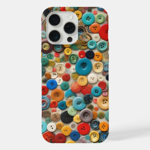 Vintage buttons in digital art iPhone 15 pro max case