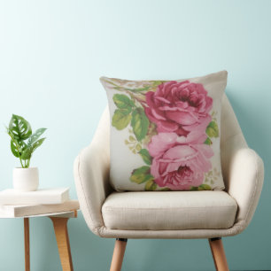 Vintage Cabbage Rose Elegance  Cushion