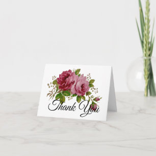 Vintage Cabbage Rose Elegance  Thank You Card