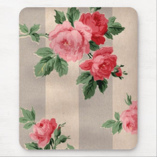 Vintage Cabbage Rose Wallpaper - Mousepad