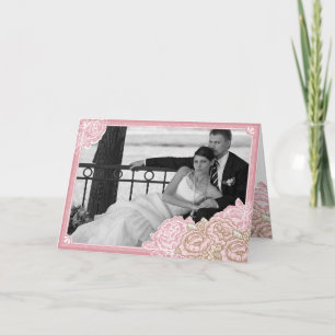 Vintage Cabbage Roses Photo Thank You Card