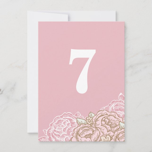 Vintage Cabbage Roses Table Numbers (Front)