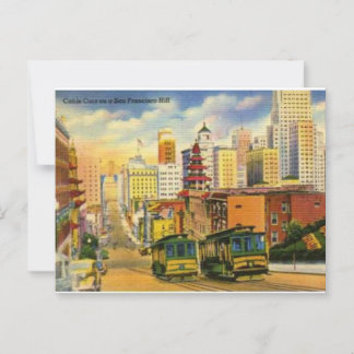 Vintage Cable Cars on San Francisco Hill Postcard