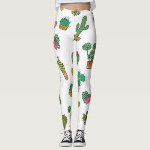 Vintage Cacti: Seamless Pattern Design. Leggings