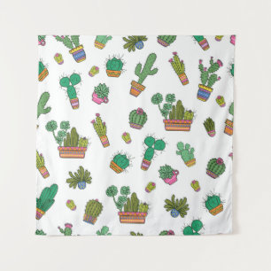Vintage Cacti: Seamless Pattern Design. Tapestry