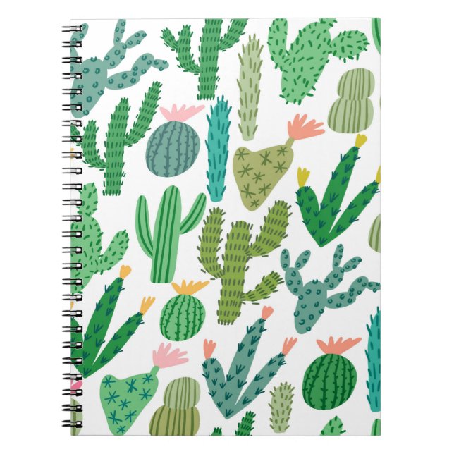 vintage cactus cute hand-drawn seamless pattern notebook (Front)