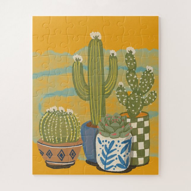 Vintage Cactus Flowers Jigsaw Puzzle (Vertical)