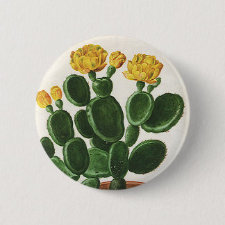 Vintage Cactus Flowers, Succulent Cacti Plants 6 Cm Round Badge