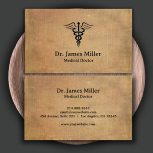 Vintage Caduceus Symbol Medical Professional  Business Card