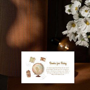 Vintage Café Bébé Globe Coffee Books Baby shower Enclosure Card