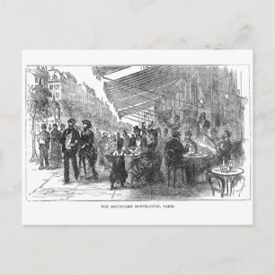 Vintage Cafe Boulevard Montmartre Paris Postcard