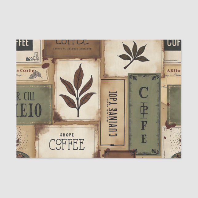 Vintage Café Chronicles: Ephemera Coffee Tissue Paper (Front)