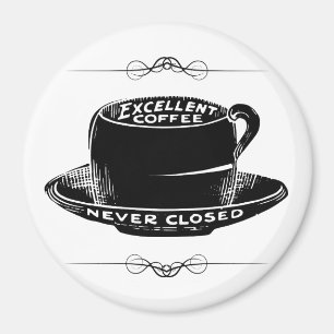 Vintage cafe coffee sign magnet