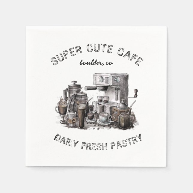 vintage cafe monogram paper napkin (Front)