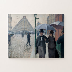 Vintage Caillebotte Paris Street Rainy Day Art Jigsaw Puzzle
