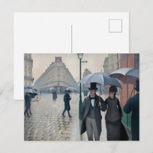 Vintage Caillebotte Paris Street Rainy Day Art Postcard