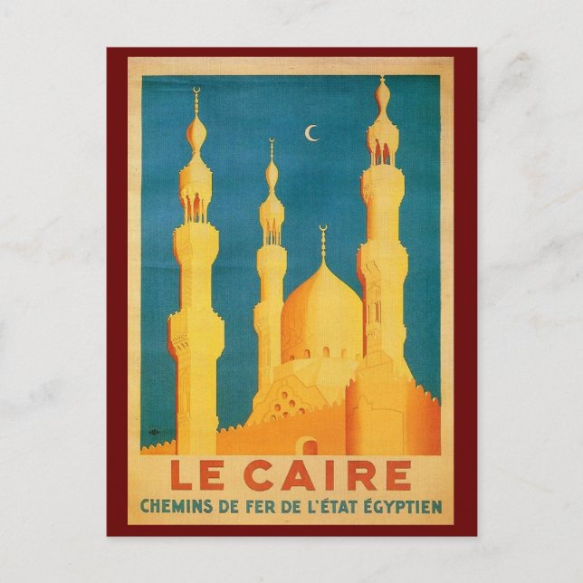 Vintage Cairo, Egypt Travel Advertisement Postcard (Front)